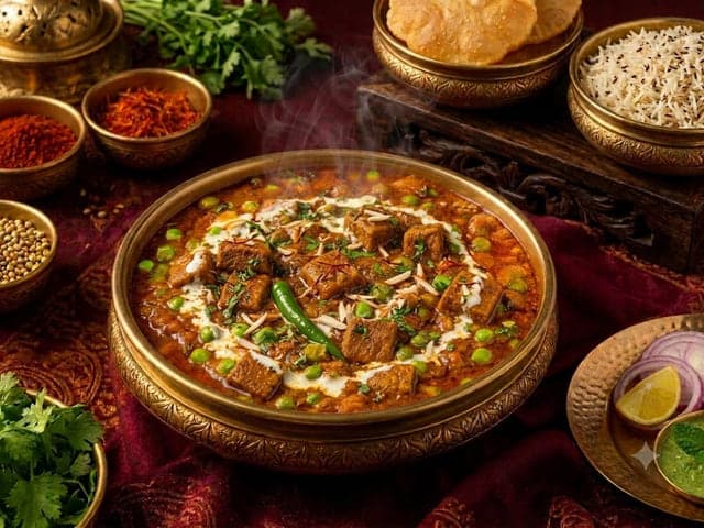 Makand Badi shahi curry in a brass bowl